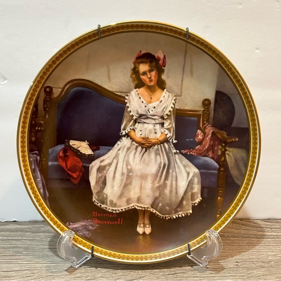Collector Plate, "Waiting at the Dance" by Norman Rockwell  Edwin M. Knowles - Picture 1 of 7